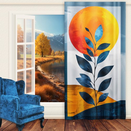 Bold Sunny Leaf Abstract Blackout Curtains