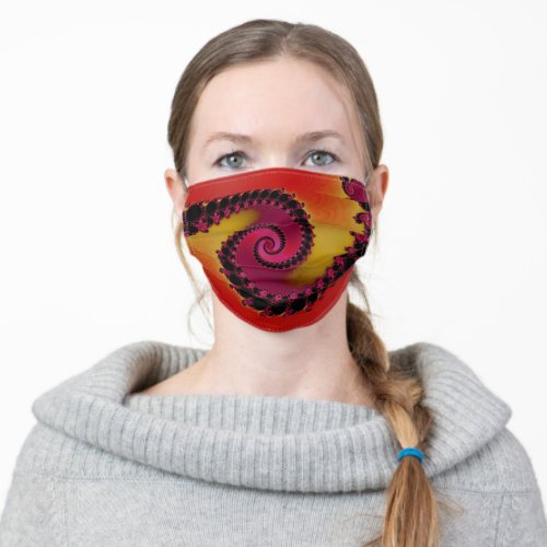 Bold Sunrise Colors Fractal Spiral  Adult Cloth Face Mask