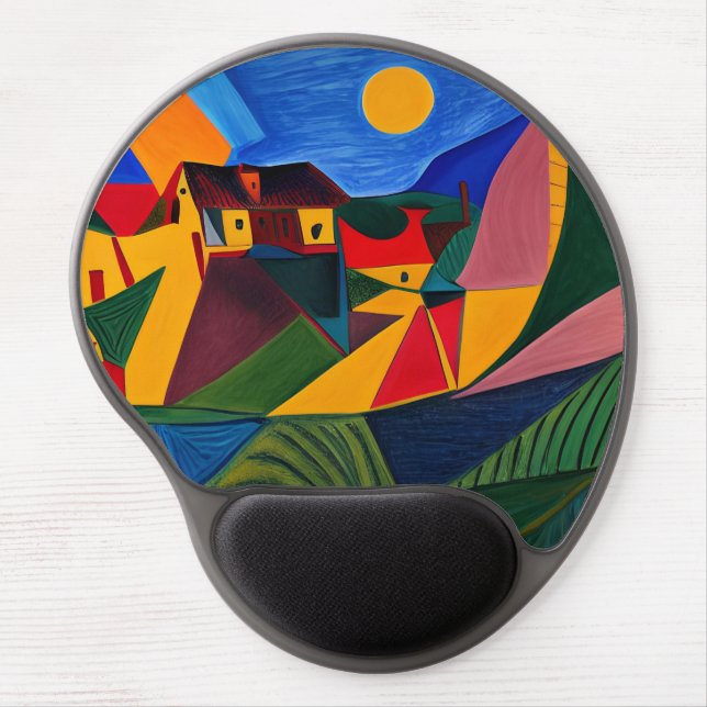 Bold sunset Picasso art Gel Mouse Pad (Front)
