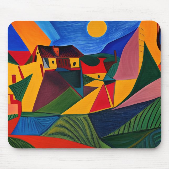 Bold sunset Picasso art Mouse Pad (Front)