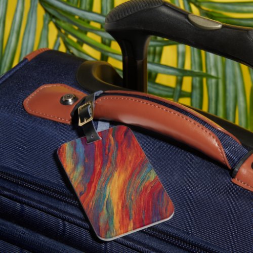 Bold Sunset Red and Orange Abstract Oil Paint Flow Luggage Tag