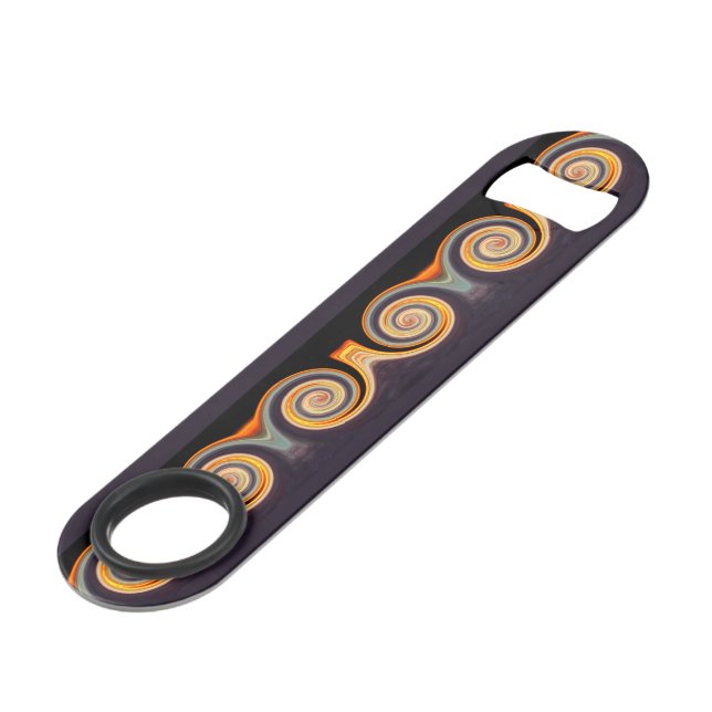 Bold Sunset Spiral Fractal Ribbon Bar Key (Front Angled)