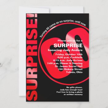 Bold Surprise Birthday Invitation - Red 60th by NaptimeCards at Zazzle