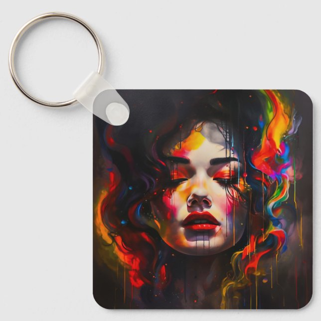 Bold Surreal Portrait  Keychain (Front)