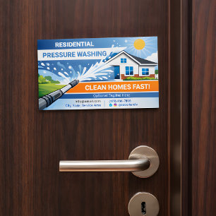 Bold Surreal Residential pressure washing Logo Business Card Magnet