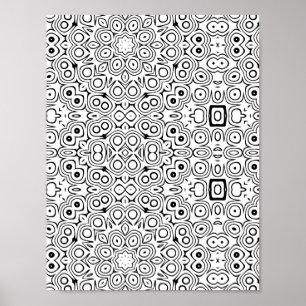 Bold Symmetry Pattern Coloring Page with Circles Poster