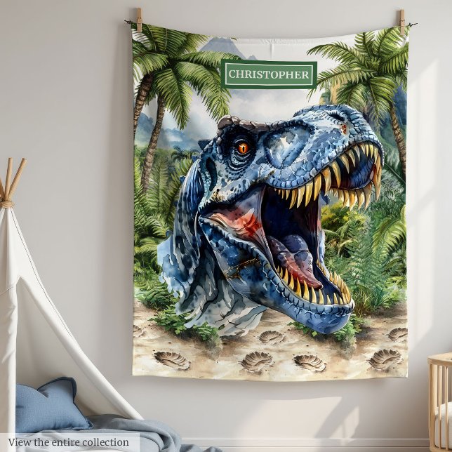 Bold T-Rex Blanket Custom Name Personalized Boys (Bold T-Rex Blanket Custom Name Personalized Boys)