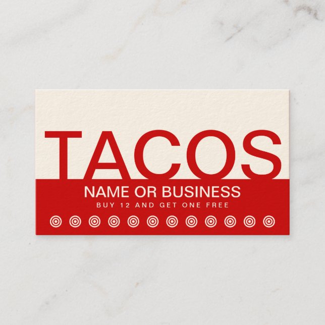 bold TACOS customer loyalty card (Front)