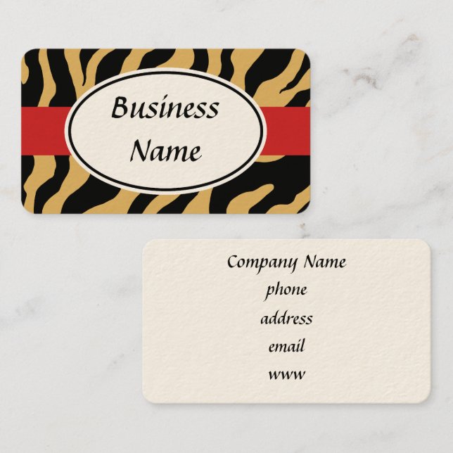 Bold Tan Zebra Business Card (Front/Back)