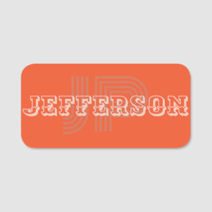 Bold Tangerine Orange Modern Professional Name Tag