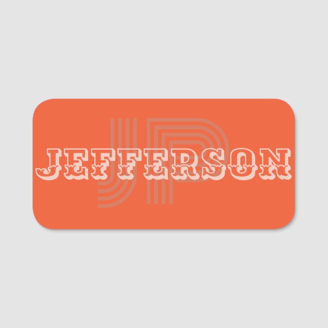 Bold Tangerine Orange Modern Professional Name Tag (Front)