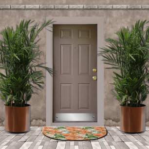 Bold Tangerine Tropical Floral Watercolor Graphic Doormat