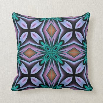 Bold Teal And Purple Abstract Floral Throw Pillow by anuradesignstudio at Zazzle