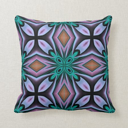 Bold Teal And Purple Abstract Floral Throw Pillow