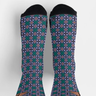 Bold Teal Bijou Abstract Patterned Socks