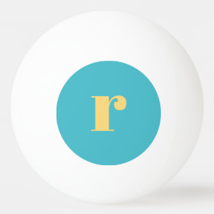 Bold Teal Blue Yellow Monogram Ping Pong Ball
