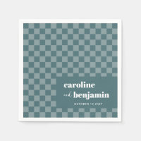 Bold Teal Green Checkerboard Custom Wedding