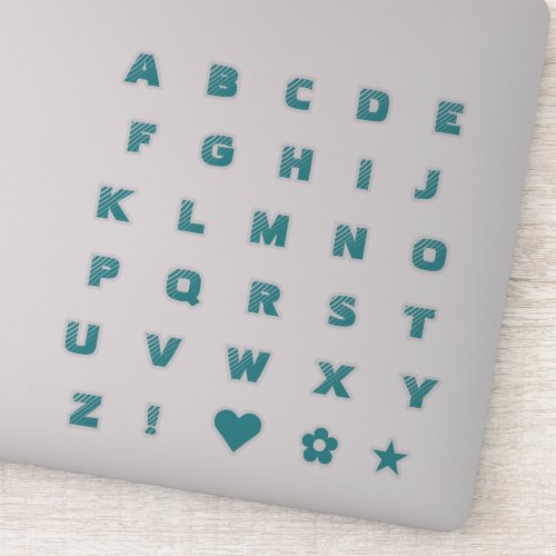 Bold Teal Letters  Monogram Alphabet Stickers
