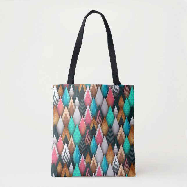 Bold Teal Pink Brown Black Modern Abstract Tote Bag (Front)