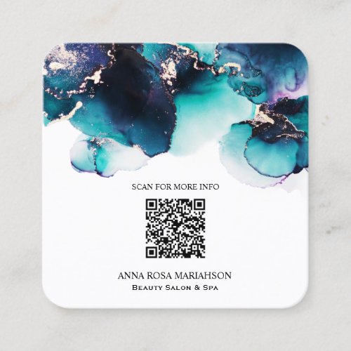  BOLD TEAL  QR CODE Yummy  Gold Bold AP29 Square Business Card