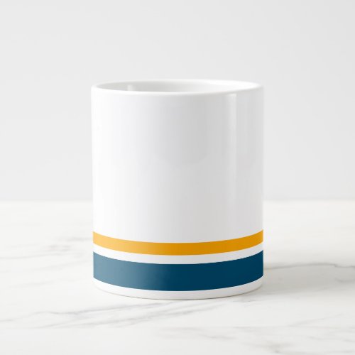 Bold Teal Yellow Racing Stripes White Background Giant Coffee Mug