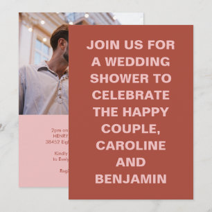 Bold Terracotta and Blush Photo Couples Shower Invitation