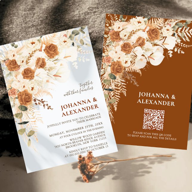  Bold Terracotta Boho Bohemian Wedding Invitation (Creator Uploaded)