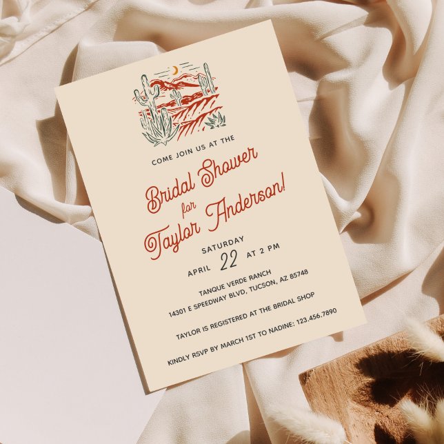 Bold Terracotta Cactus Desert Bridal Shower Invitation (Creator Uploaded)