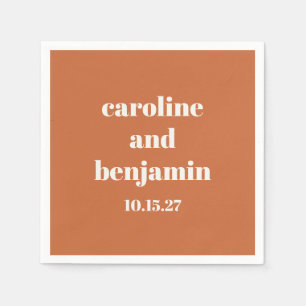 Bold Terracotta Chic Modern Wedding Personalized Napkins