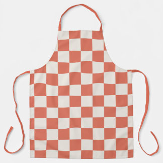 Bold Terracotta Cream Checkered Pattern Apron