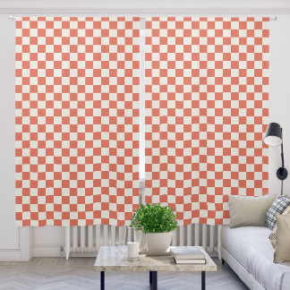 Bold Terracotta Cream Checkered Pattern Blackout Curtains