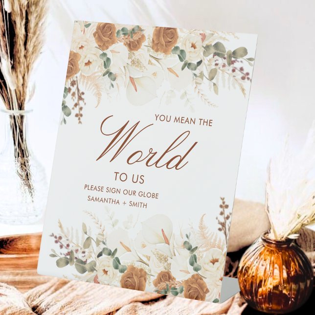 Bold Terracotta Floral “Around the World” Sign (Creator Uploaded)