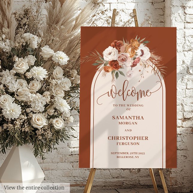Bold Terracotta Pampas Sage Boho Floral Wedding  Foam Board (Bold Terracotta Pampas Sage Boho Floral Wedding Foam Board )