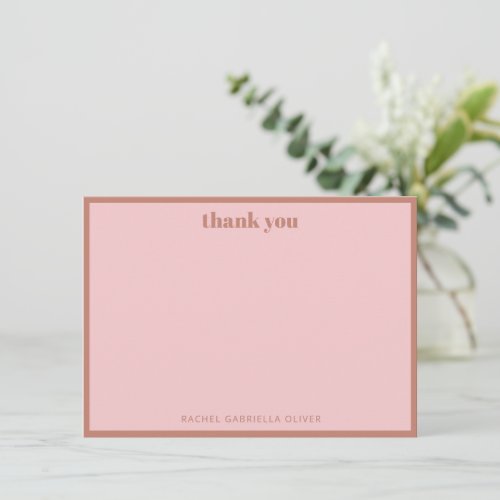 Bold Terracotta Personalized Name Bat Mitzvah Thank You Card