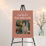 Bold Terracotta Pink Bat Mitzvah Photo Welcome Foam Board<br><div class="desc">Bold Pink and Terracotta Bat Mitzvah Photo Foam Board Welcome Sign</div>
