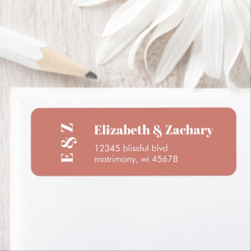 Bold Terracotta Wedding Return Address Label