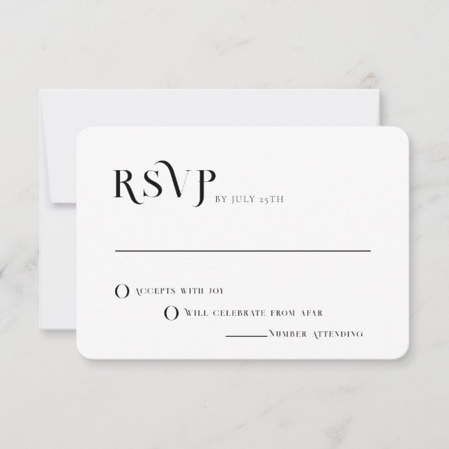 Bold Text Black and White Chic Modern Wedding RSVP Invitation (Front)