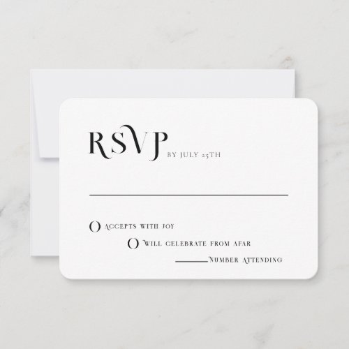 Bold Text Black and White Chic Modern Wedding RSVP Invitation