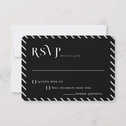 Bold Text Black and White Line Modern Wedding RSVP Invitation