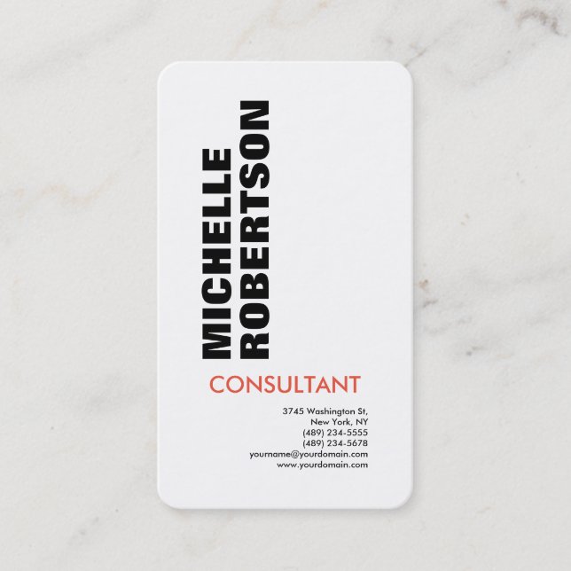 Bold Text Black White Modern Minimalist Plain Business Card (Front)