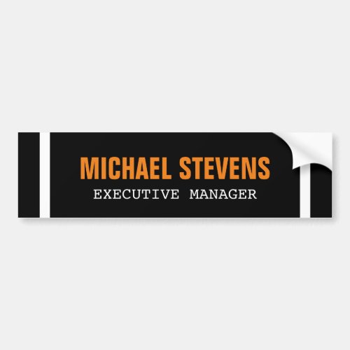 Bold Text Black White Orange Stylish Professional Bumper Sticker