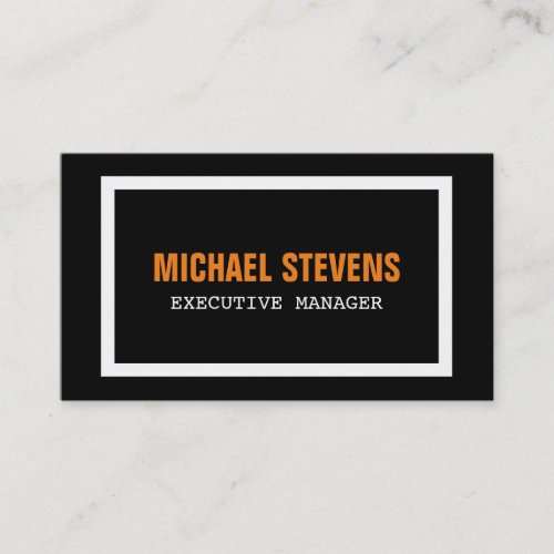 Bold Text Black White Orange Stylish Professional Business Card