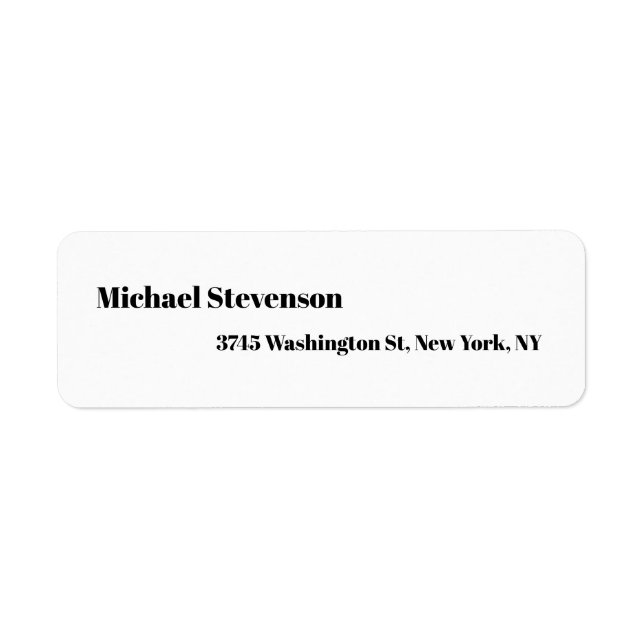 Bold Text Black White Personalized Plain Modern Label (Front)