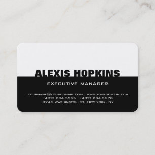 Bold Text Black White Stylish Modern Professional Business Card