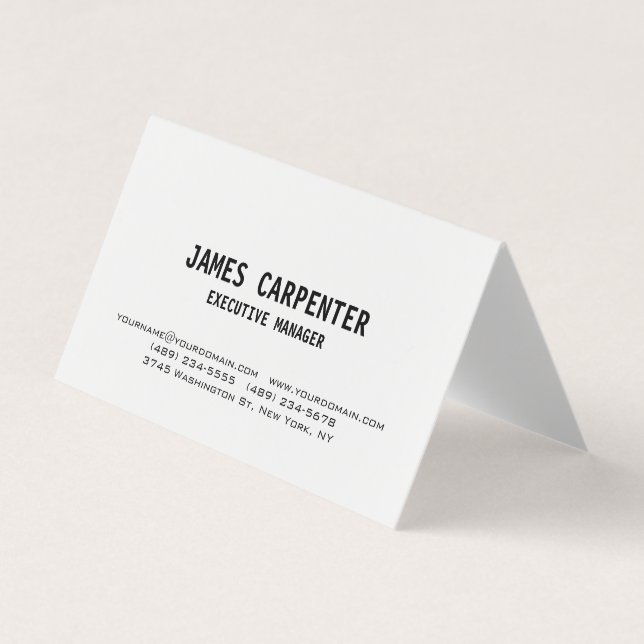 Bold Text Black White Unique Modern Professional Business Card (Front)