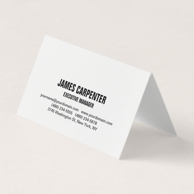 Bold Text Black White Unique Modern Professional Business Card (Front)