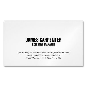 Bold Text Black White Unique Modern Professional Business Card Magnet
