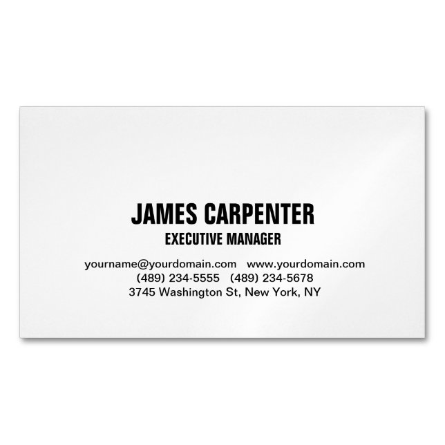 Bold Text Black White Unique Modern Professional Business Card Magnet (Front)