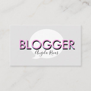 Bold Text Blogger Gray Pink Business Card