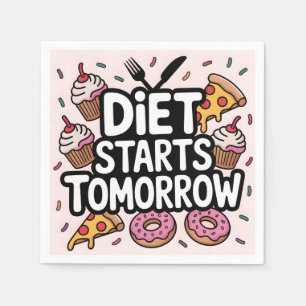 Bold Text Diet Starts Tomorrow Surrounded by Food Napkins